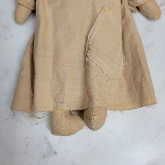 Vintage Angel Rag Doll Christmas Tree Topper 9" Tan Fabric Handmade Decoration - Picture 9 of 12